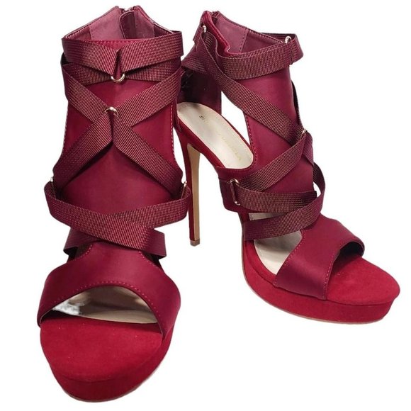 Red Strappy Stiletto Heels - Picture 1 of 3
